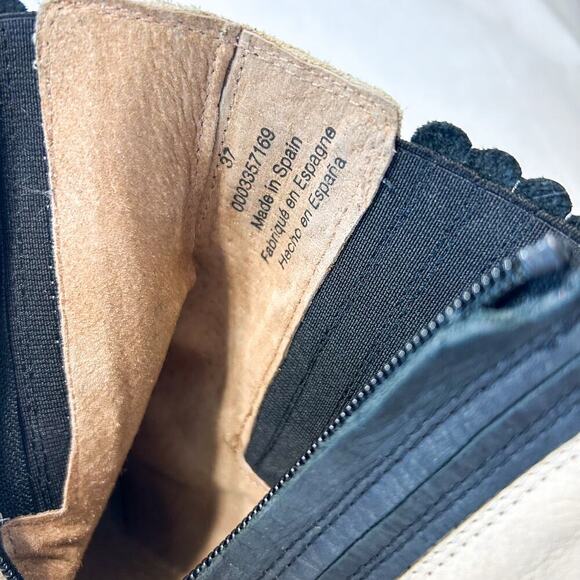 Free People James Chelsea Leather Boots Chunky Heel Cream Women’s Size 37 US 7 - Picture 11 of 12